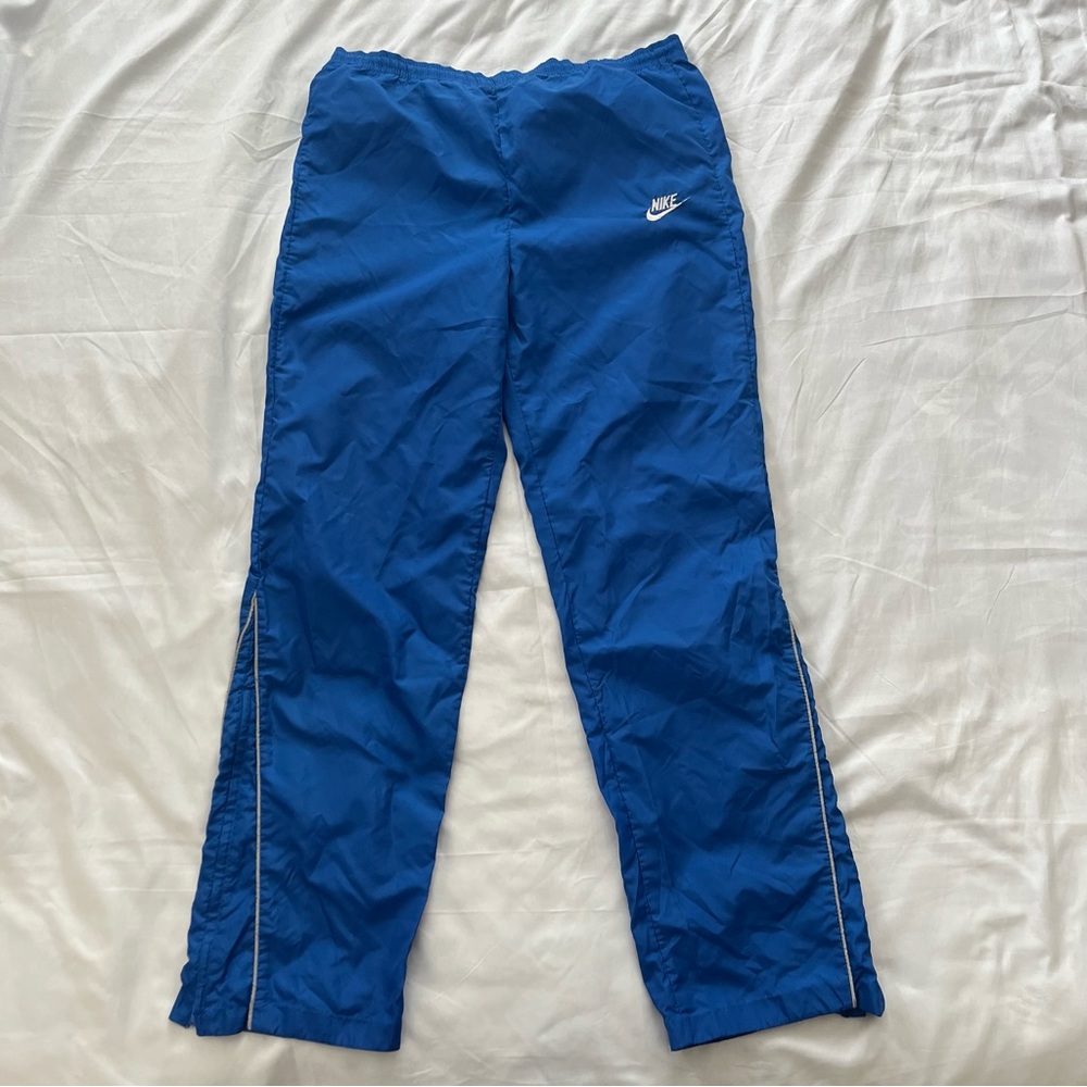 Vintage Nike Nylon Windbreaker Track Pants  Reflective Ankle Zip Blue Tag